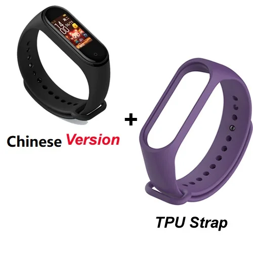 add purple strap Xiaomi Mi 4 смарт-браслет цветной экран пульсометр фитнес черный смарт-браслет музыка Bluetooth 5,0 водонепроницаемый браслет - Цвет: add purple strap