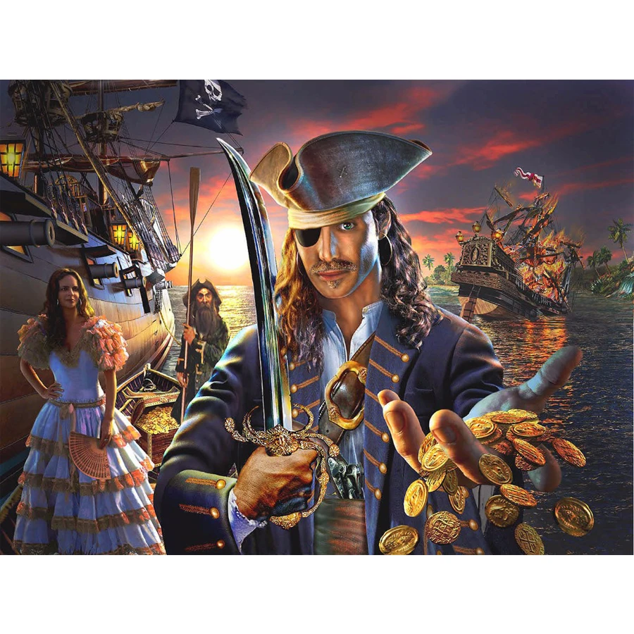 5D DIY Алмазная живопись Пираты Карибского моря Крестиком Полная вышивка Бисер 5D Мозаичный узор.