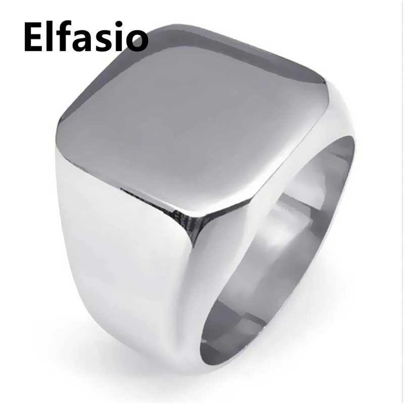 

Mens Womens High Polished Plain 316L Stainless Steel Signet Ring Jewelry Size 6-13