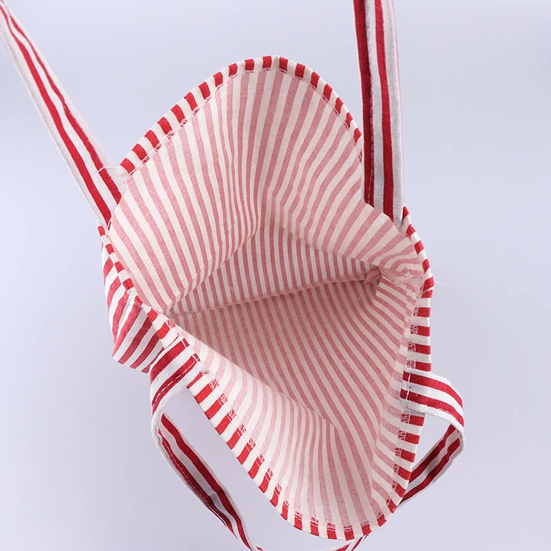 

1PCS Female Fashion Durable Striped Shopping Bags Women Student Cotton Linen Single Shoulder Bag Shopping Tote