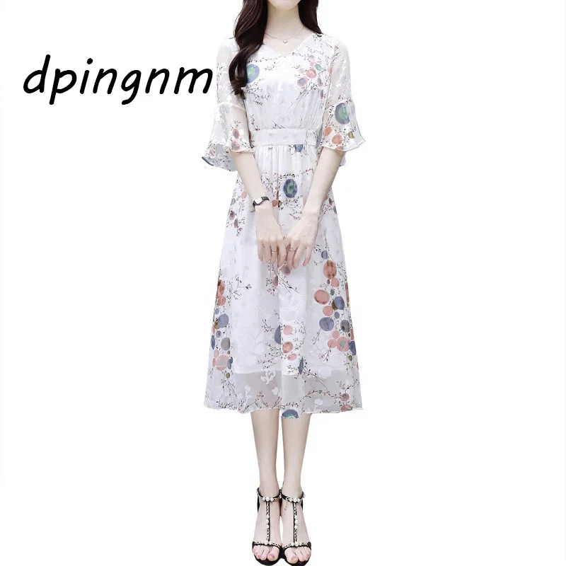 

Chiffon dress female summer 2018 new temperament in the long paragraph gentle super fairy was thin waist floral