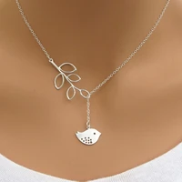 the new birdie necklace and tree branches tassel clavicle chain pierced bird tree leaf necklace for female jewelry wholesale
