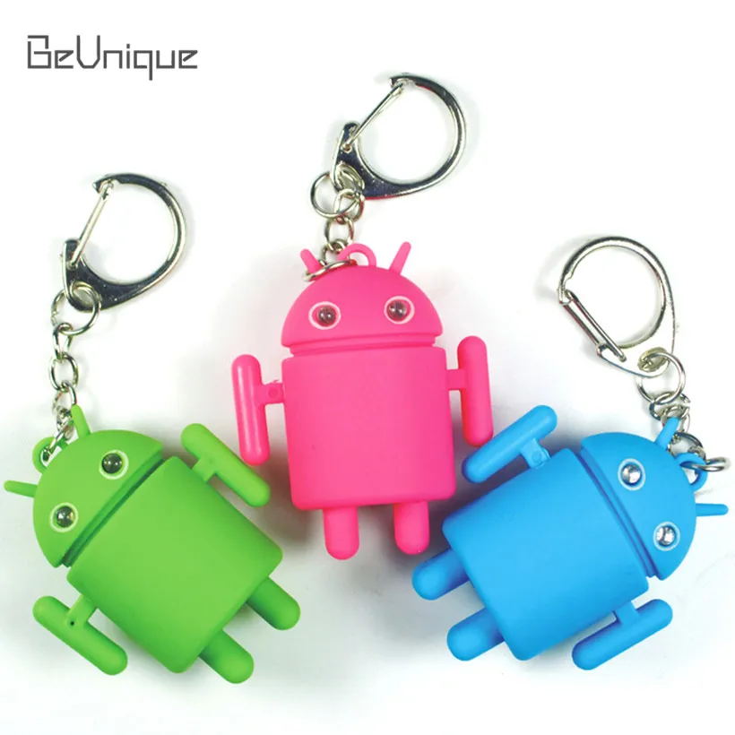Лидер продаж! СВЕТОДИОДНЫЙ брелок для ключей Leve future Android robot со звуком и