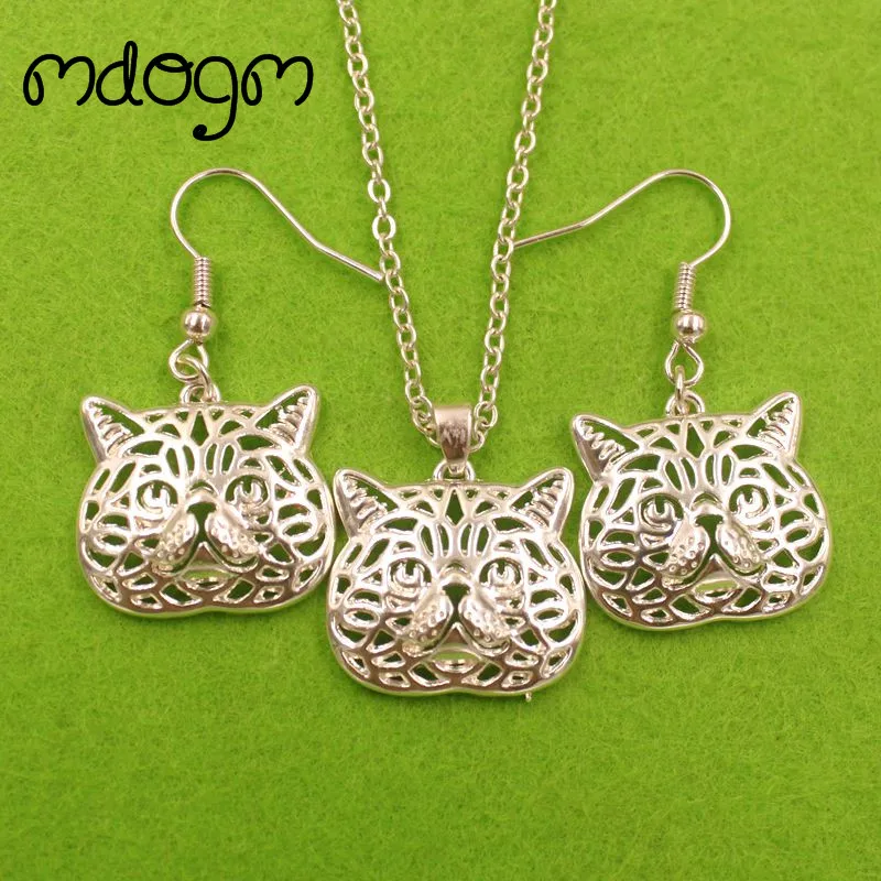 Mdogm милый экзотический короткий Кот животные Ювелирные наборы ожерелье серьги