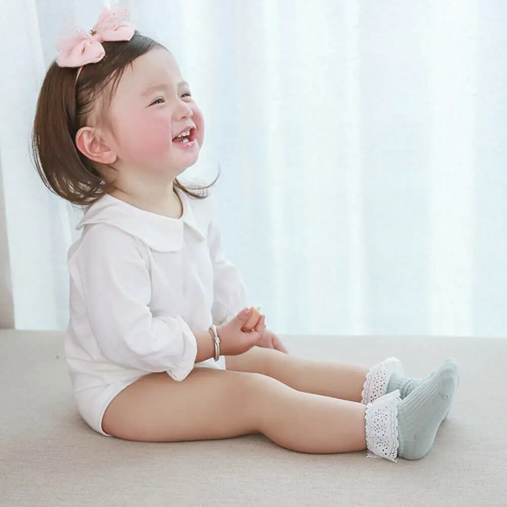 Детские кружевные носки с оборками и рюшами для маленьких девочек вязаные