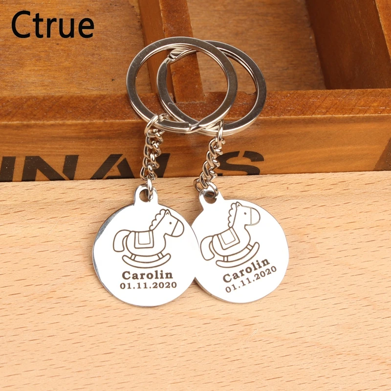 10 шт. брелок для ключей с именем на заказ и датой из сплава гравировкой логотипа