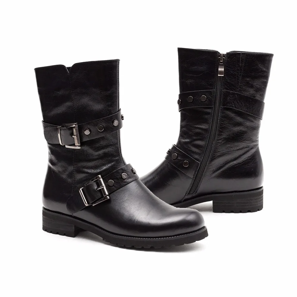 KvPhan New 2017 Genuine Leather suede Ladies Shoes Woman Ankle Boots Round Toe square Casual heel zip Autumn black 35-40 size |