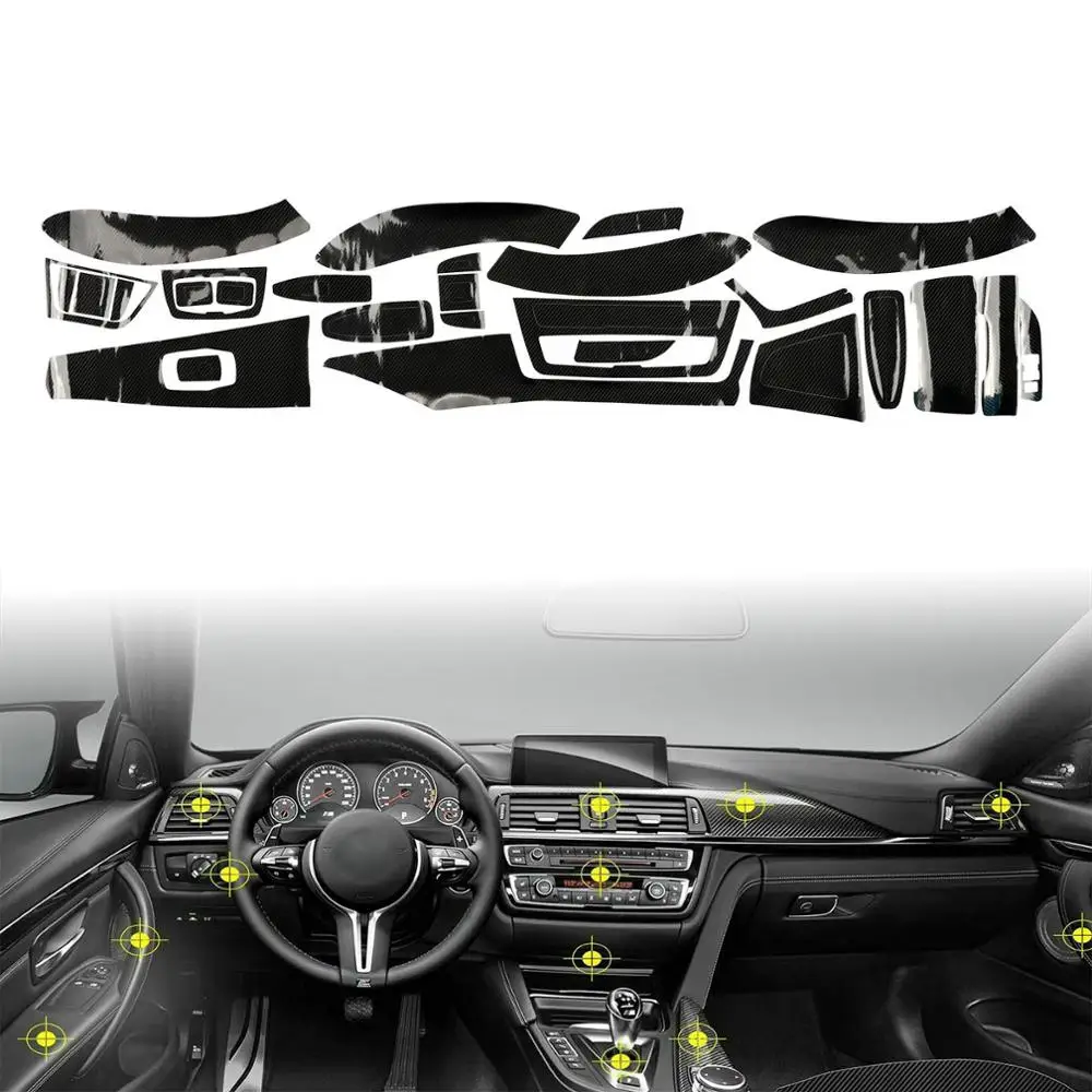 TAIHONGYUN 5D Gloss Carbon Fiber Car Interior Decal Sticker Trim Package Suit Kit fit for BMW 3 Series F30 F31 F35 M3 | Автомобили и