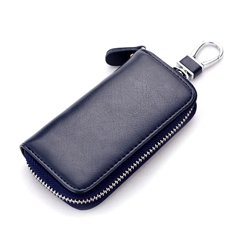 

Men Women Car Key Holder Wallets Cow Leather Housekeeper Card Zipper Case Keys Organizer Money Bag HSJ88