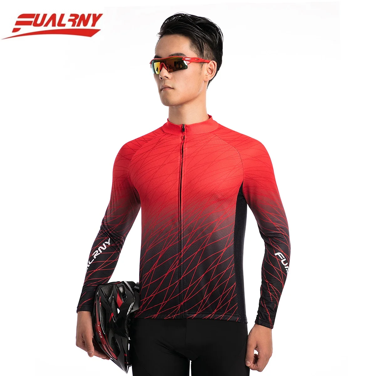Long sleeve Ropa Ciclismo Cycling Jersey 100% Polyester Autumn Mountian Bicycle Clothing Red and black collocation 2018 FUALRNY | Спорт и