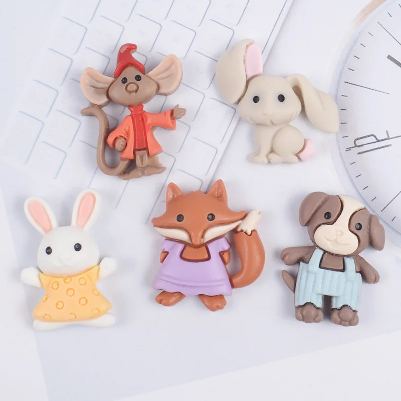 10 шт. Kawaii Смола Животные на плоской подошве с украшением в виде задней смола