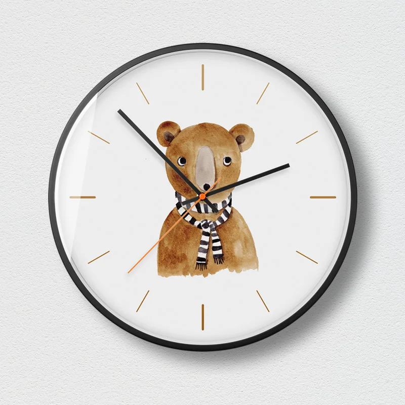 Small animal lovely wind fashion decoration wall clock extremely simple style light luxury silent metal paO39 | Дом и сад