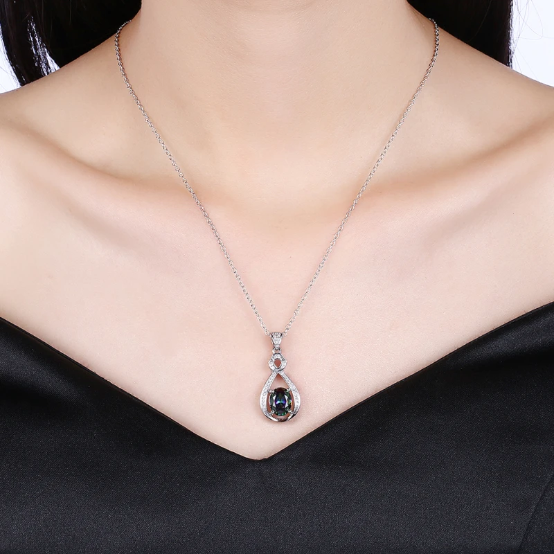 

Garilina Fashion Versatile Boutique Jewelry Mystic Rainbow Cubic Zirconia Silver Color Necklace Trend Pendant For Women P2100