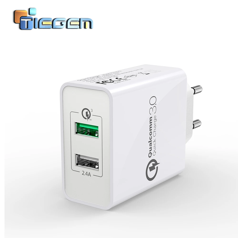 TIEGEM Dual USB быстрое зарядное устройство 3 0 + 2.4A QC 30 Вт быстрой зарядки адаптер ЕС и