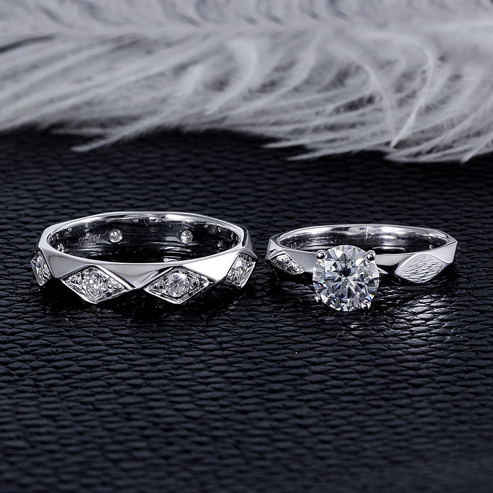 Кольцо-купон для влюбленных из белого золота 14 к 1 карат 6 5 мм F цвет Moissanite дамское