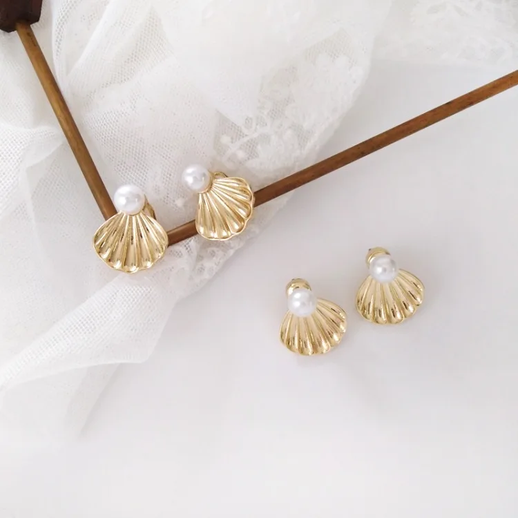 Корейский Новый Дизайн жемчужная раковина металлические геометрические милые