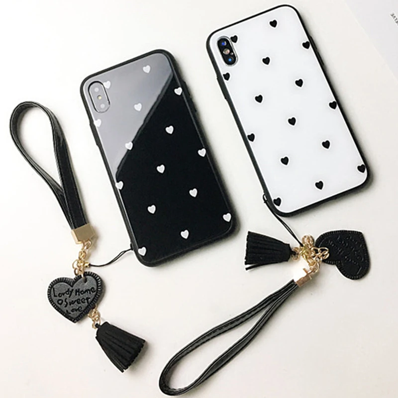 BONVAN чехол для Xiaomi mi 8 SE case закалённое защитное стекло сердце любовь Твердый переплет чехол на ксиоми mi 6 mi 8 lite кисточка ремешок случай защиты чехлы на телефон