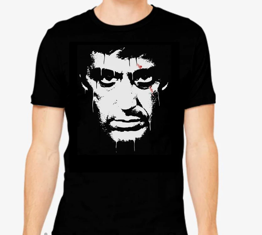 Scarface Tony Монтана футболка для мужчин 100% хлопок Забавный принт с круглым вырезом