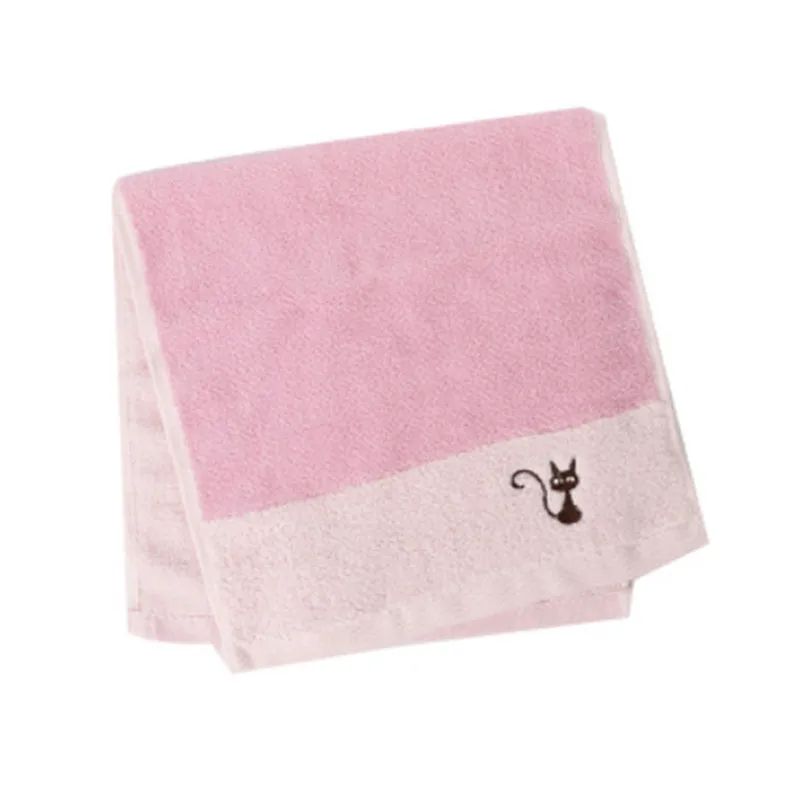 Pink 25x50 см вышивкой из чистого хлопка с рисунком героев из мультфильмов детская футболка полотенца для рук и лица Цвет вязаные коты милые Полотенца - Цвет: Pink