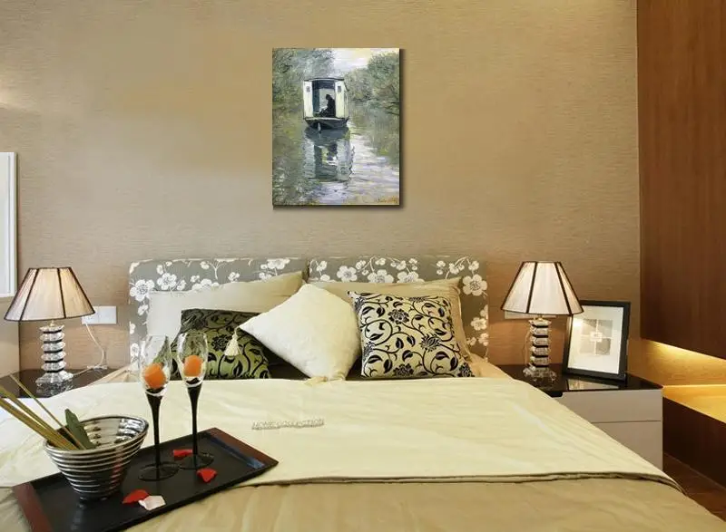 Пейзажи искусство лодка студия Клода Моне Масляные картины холст высокое