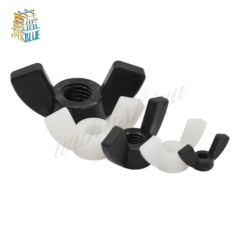 20Pcs M4 M5 M6 M8 DIN315 Hand Tighten Black And White Nylon Nut Wingnut Butterfly Ingot Plastic Wing Nuts | Обустройство дома
