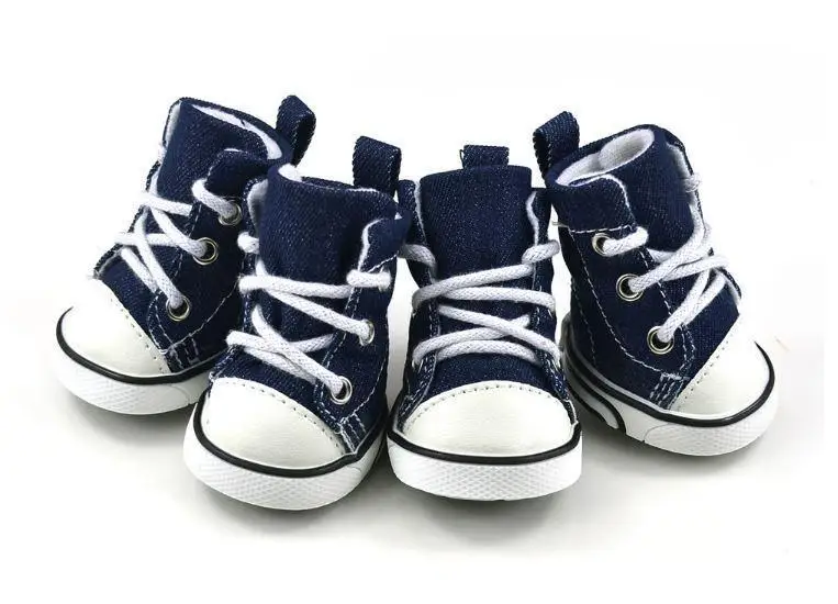 4 шт. джинсовая обувь для собак противоскользящие водонепроницаемые спортивные