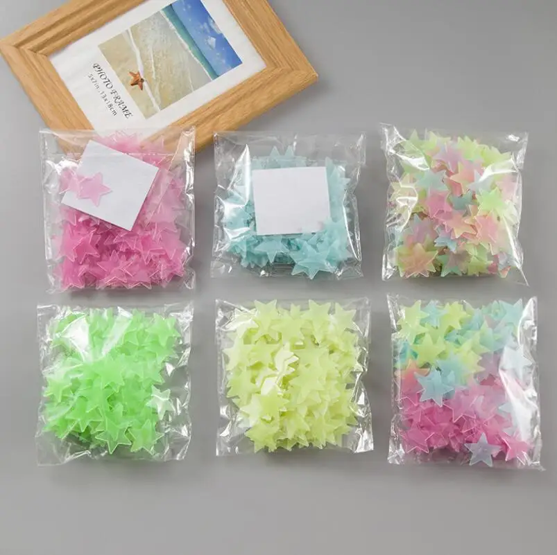 

3cm Star Wall Stickers Stereo Plastic Luminous Fluorescent Paster Glowing In The Dark Decals For Baby Room LX6133