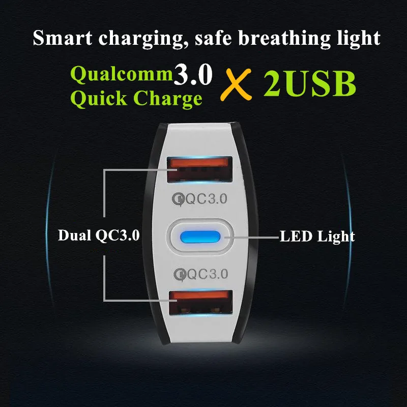 Быстрая зарядка 3 0 2 автомобильное зарядное устройство 5V3A QC быстрая Dual USB