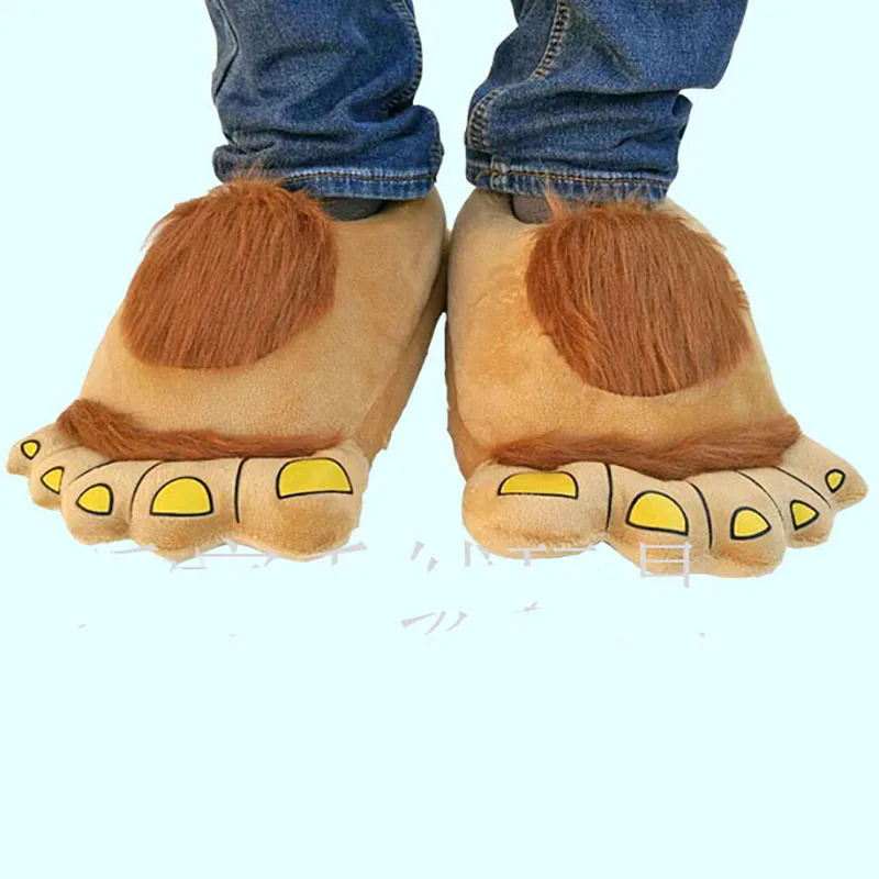 Retro Hobbit Great Foot Slippers Winter Home Savage Indoor Warm Slip-proof Plush Cotton Slippers men women couples womens shoes