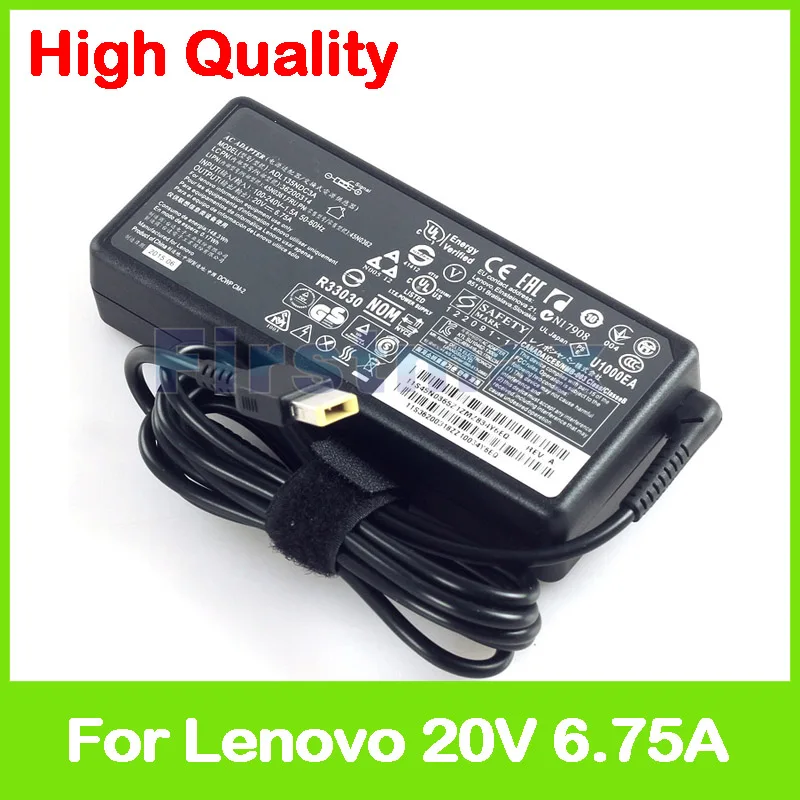 Тонкий 20V 6.75A для lenovo Зарядное устройство адаптер переменного тока питания для ноутбука IdeaPad Z710 Y50-70AM Y50-70AS Y50-80 Y70 Y70-70 Y70-80 сенсорный ADL135NDC3A