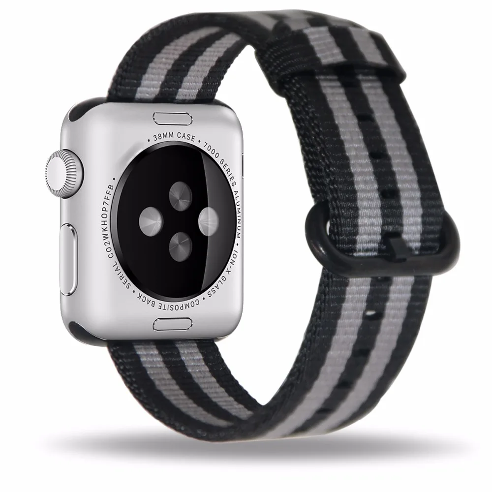 Спортивный тканый нейлоновый ремешок для мм Apple Watch 42mm 38 Круглый Пряжка замена