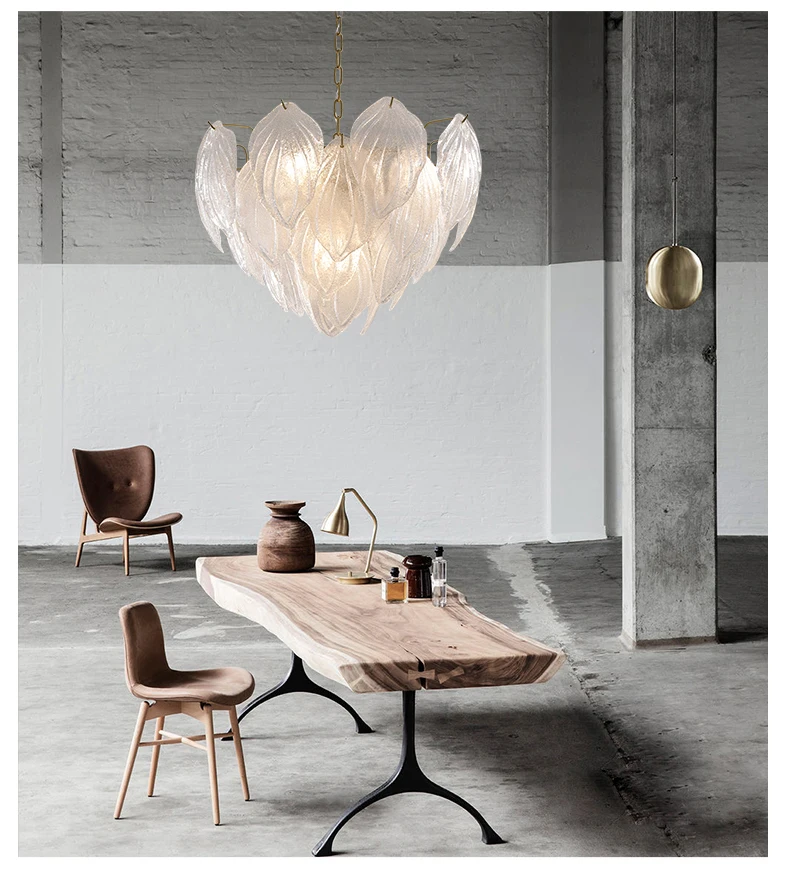 

Modern Glass Leaves Chandelier LED Light American Leaf Chandeliers Lights Fixture Home Indoor Dining Room Bed Living Room Lamps