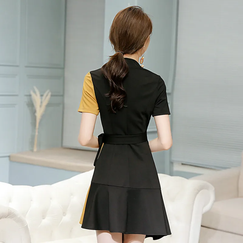 Modis летнее платье большого размера с поясом асимметричное короткое женское