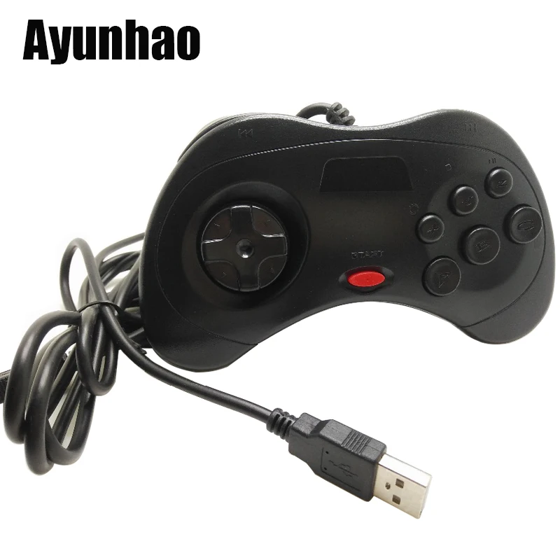 2 шт. USB игровой контроллер 6 кнопок SEGA джойстик держатель для ПК MAC Mega Drive Genesis/MD2 Y1301