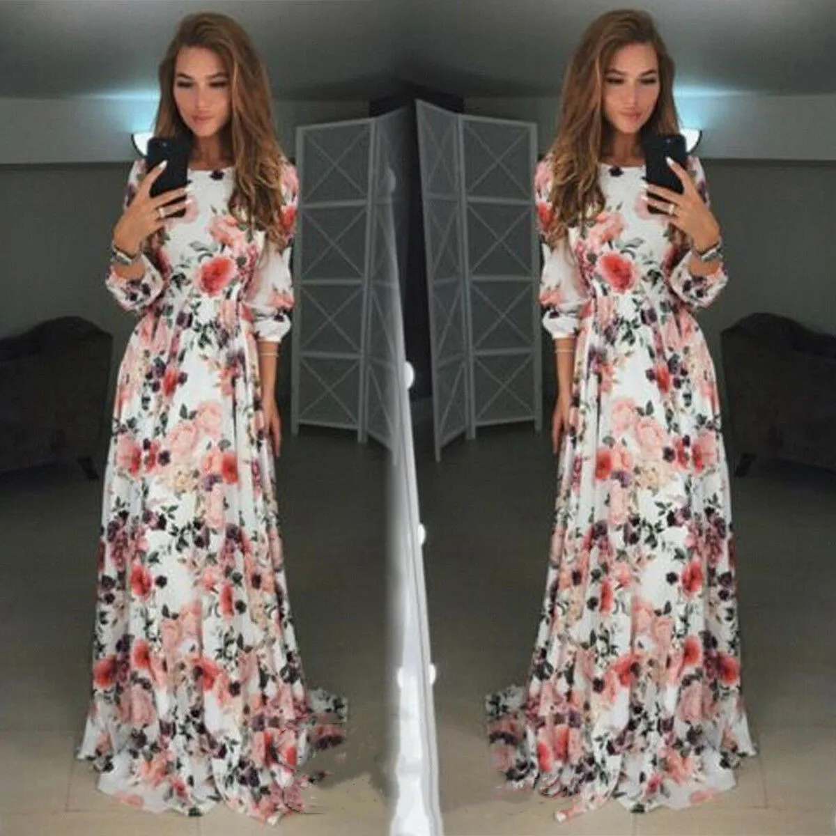 Женское пляжное платье-макси в стиле бохо повседневное длинное платье с