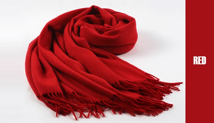 red 200 см* 70 см, Женские однотонные кашемировые шарфы с кисточками, женский зимний толстый теплый шарф, роскошная шаль высокого качества - Цвет: red