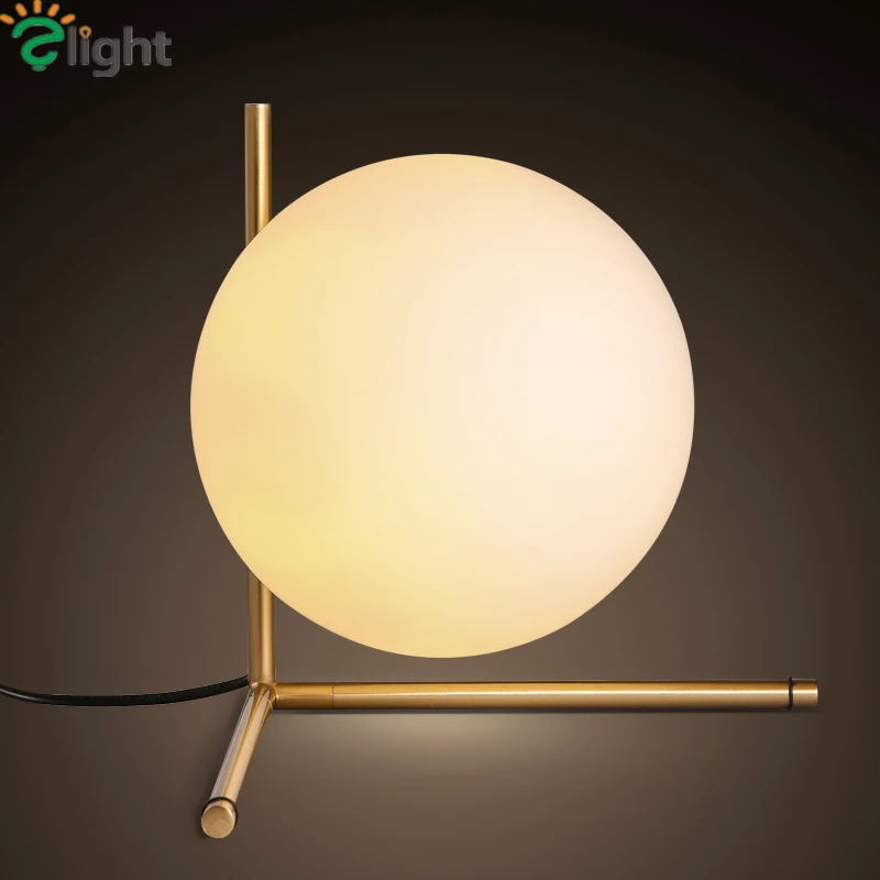 Скандинавская Светодиодная настольная лампа со стеклянным шаром Золотой