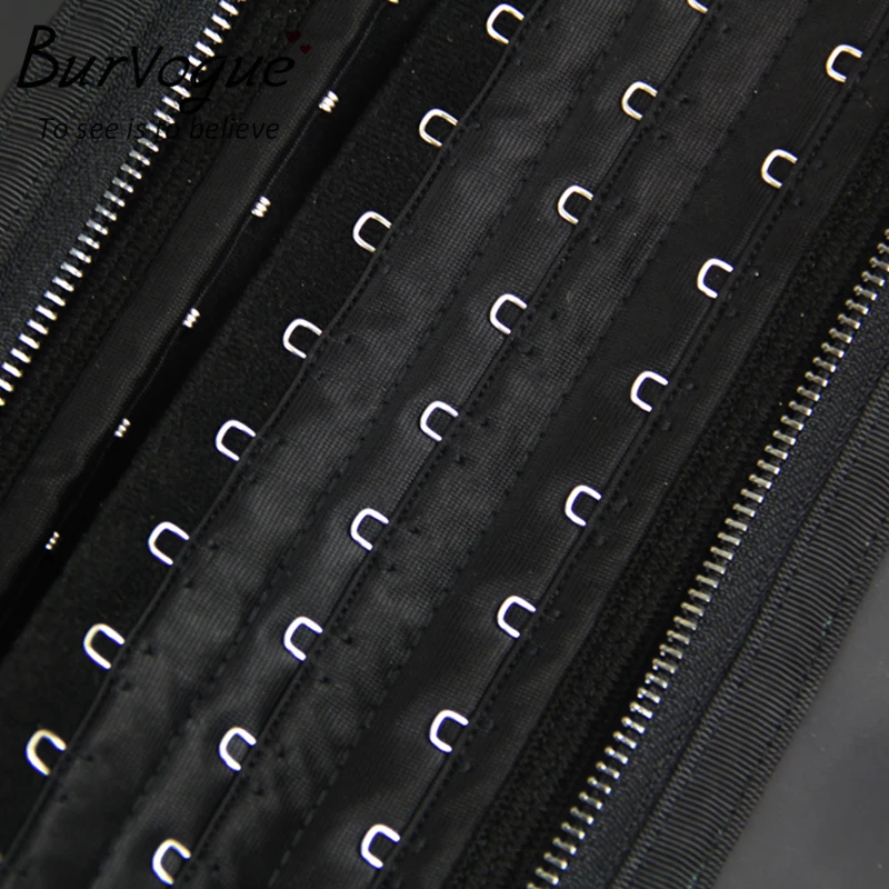 

Burvogue Women Black Latex Steel Bone Waist Corsets Vest Zipper And Buckle Waist Trainer Slimming Underbust Corselet Plus Size