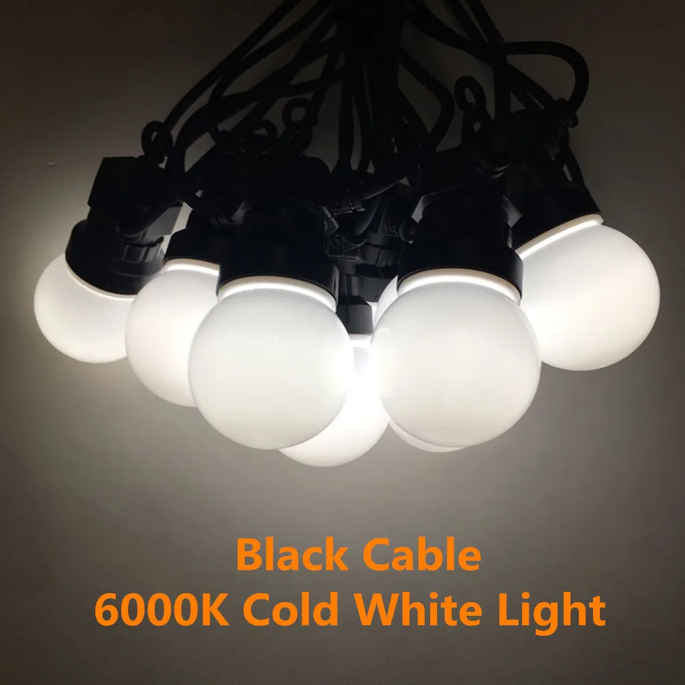 Black Cable Cold VNL IP65 G50, черный, белый, с кабелем, молочный шар, светодиодный, гирлянда для помещений, улицы, свадьбы, гирлянда, рождественские гирлянды, вечерние, для патио - Испускаемый цвет: Black Cable Cold