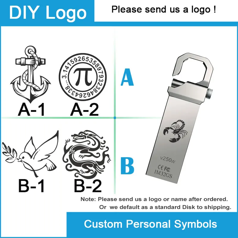 v250w Plus DIY logo hp металлический USB флэш-накопитель 16 ГБ 32 ГБ v250 Флешка Personalizado DJ DIY логотип плюс Тип c OTG адаптер карта памяти Cle USB - Цвет: v250w Plus DIY logo