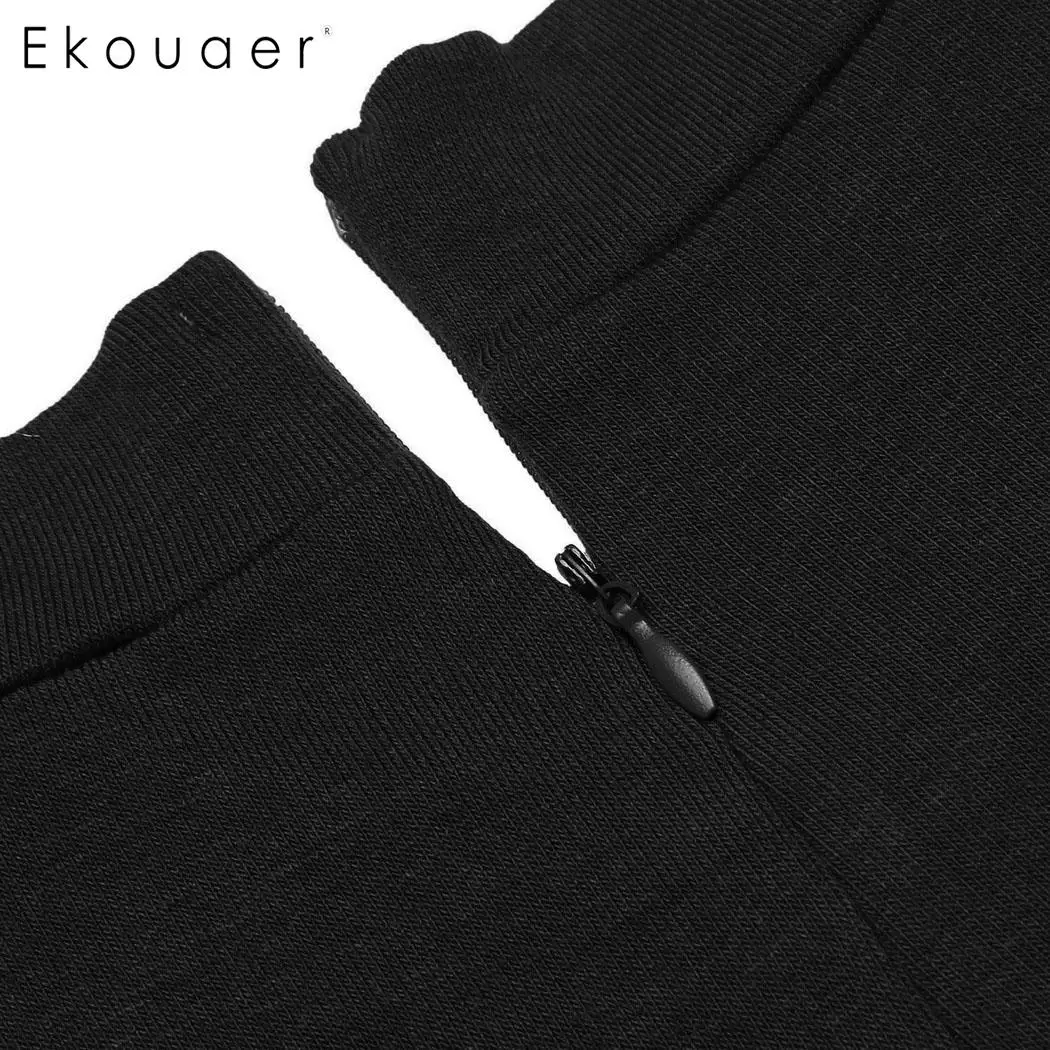 Ekouaer/Пижама для взрослых с длинными рукавами и круглым вырезом женская мягкая