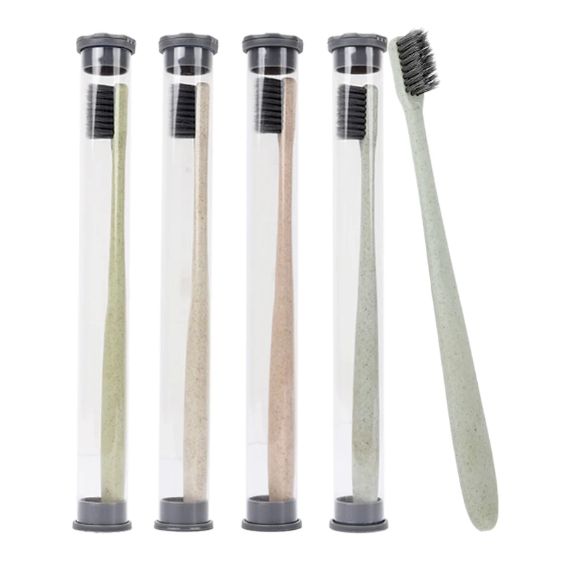 Зубная щетка из черного бамбука для детей и взрослых 4 шт.|tongue cleaner|bamboo toothbrushtoothbrush