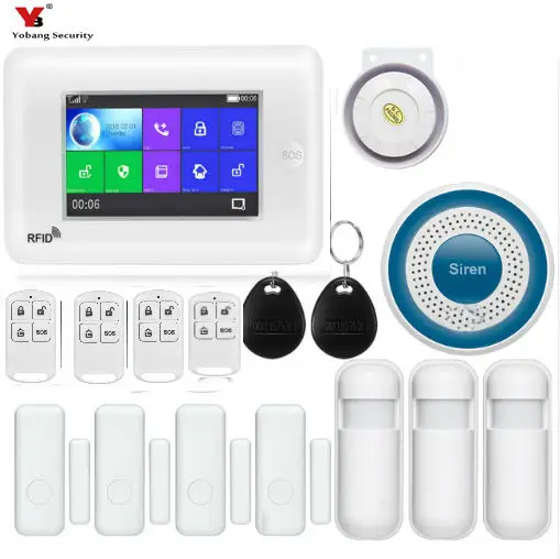 Yobang Security WIFI 4.3inch Touch Screen Wireless siren Home GSM Alarm System Android IOS APP remote control Alert | Безопасность и