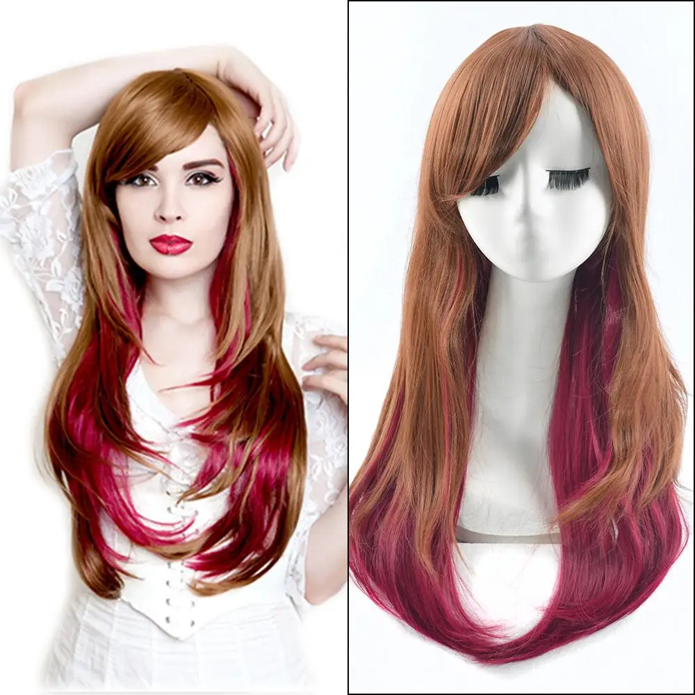 65 см Коричневый Бордовый Смешанный Цвет Длинные Прямые Дешевые Теплостойкий