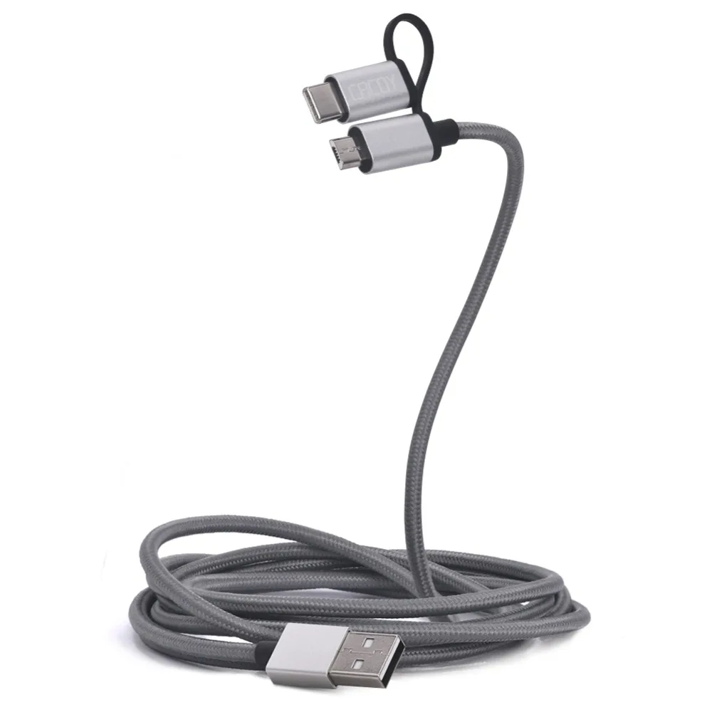 Cacoy [2 в 1] 2M Type C и Micro USB Разъемы Кабель нейлон для Samsung Galaxy Note9/8/S9/S8 Nexus 5X/6P LG G5/G6/V20