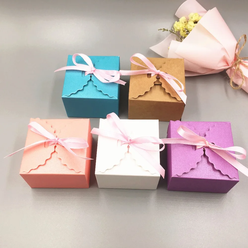 12 шт крафт бумажная коробка с лентой DIY Свадьба День рождения Рождество