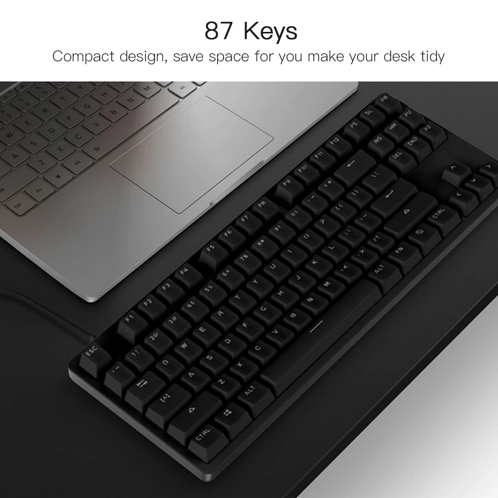 Xiaomi 87 клавиш красные переключатели профессиональная Механическая игровая клавиатура светодиодный с подсветкой Подсветка USB Проводная для ПК ноутбук игровой офис