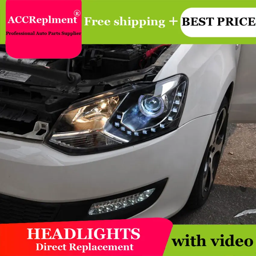 Авто. PRO для vw polo фары 2011-2014 bi xenon объектива стайлинга автомобилей H7 парковка