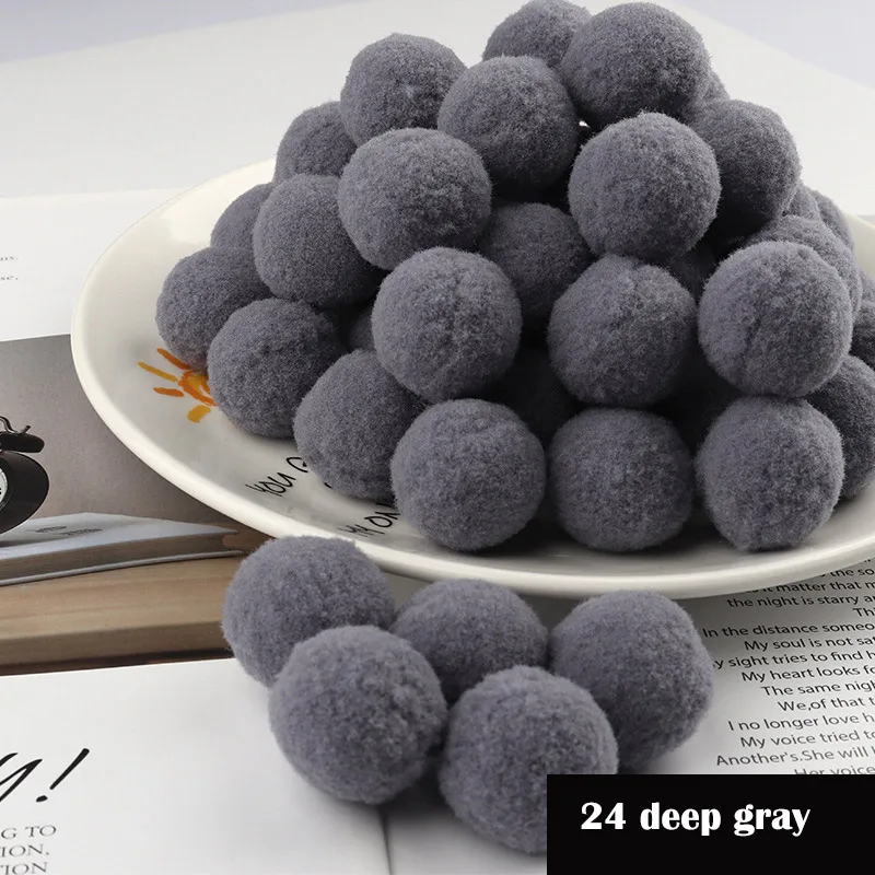 24 deep gray Помпоном 8/10/15/20/25/30 мм Мини пышная Нижняя Pom Poms помпонами помпоном ручной работы набор «сделай сам» для ремесла домашнего декора Швейные принадлежности - Цвет: 24 deep gray