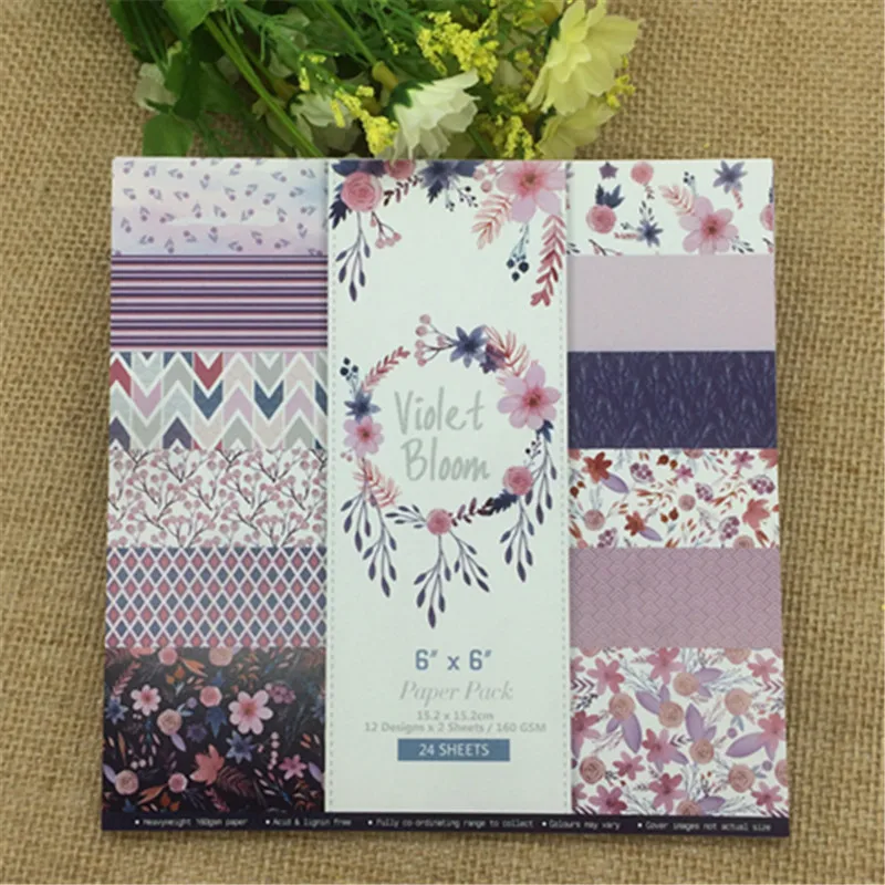 

12pcs 6" Single-side Printed Violet Bloom pattern creative paper craft art paper handmade scrapbooking kit set books